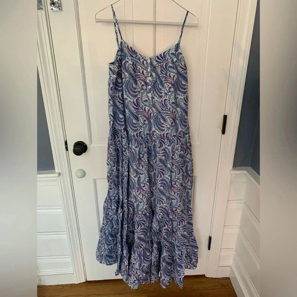 J. Crew Purple Paisley Maxi Dress with Tiered Ruffle Size Small EUC - Picture 1 of 6
